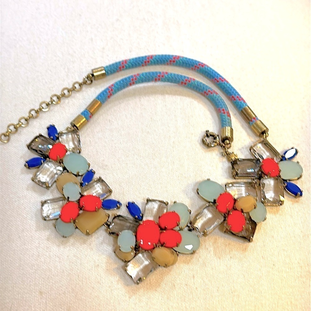 J. Crew Multicolor Cluster Statement Necklace - E… - image 1